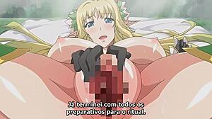 hentai legend elf spreads pussy and tits wide open