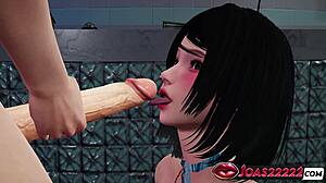 Sexy Kubota's white stockings frenulum lick handjob big dick wall irrumatio facial? 