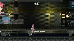 redhead idol runs erotic hentai game sex with robot man pounding her wet pussy