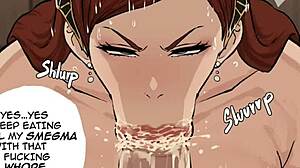 hilda boreas sucks smegma-covered dick in cyberboi's manga milf style