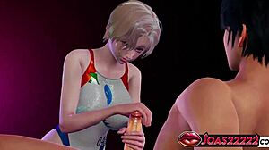 Big Tits Nessa Titfucks Monster Cock in Pool Then Deepthroats