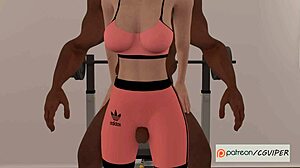 Hot Wife Elena Takes BBC in Gym!