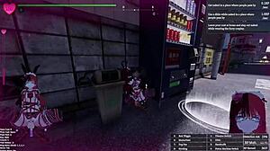 Manaka flashes toys publicly in town during SFM BDSM outdoor gameplay mod