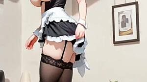 whoa, this perfect blonde maid slut's huge tits and cock in lewdtoons hentai