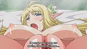 hentai legend elf spreads pussy and tits wide open