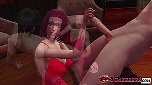 Kallen's Pantyhose Handjob Licks Frenulum at Glory Hole Desk