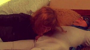 Granny Catwoman in Fishnets Sucks Batman's Huge Cock Hard