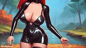 Latex Lingerie Big Boobs Hard Nipples Sexy Dance Thrills