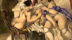 A narrative of vintage erotic drawings from retro comics