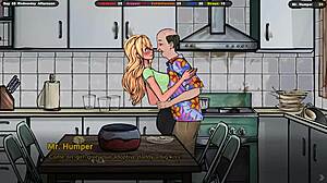 jenny kneels locker room helping pervert cum game