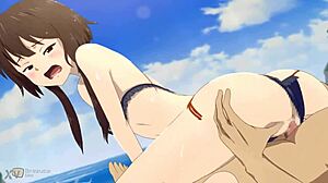konosuba megumin big ass big tits reverse cowgirl beach ride creampies on monster cock hentai