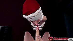 xmas mrs claus big tits bondage blowjob with pussy closeups and handjob cum