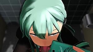 hatsune miku kneels in bathroom for sneaky pov blowjob tease