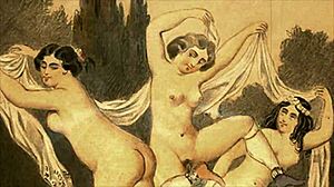 A narrative of vintage erotic drawings from retro comics