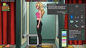 jenny kneels locker room helping pervert cum game