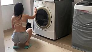 i surprised tight pussy latina milf on washer she came so fast pov