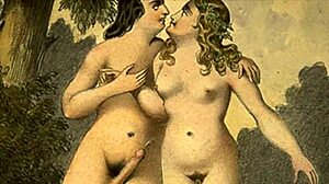 A narrative of vintage erotic drawings from retro comics