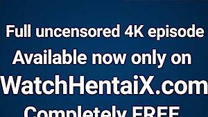 anime girl's natural big tits bounce in pov doggystyle creampie with girlfriend licks