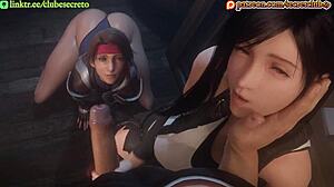Tifa Lockhart's Big Tits in Anal Creampie Blowjob Compilation.