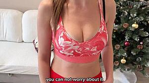 Friends Send Whore for New Year but It's My Wife's Pal - She Rides My Cock Cowgirl to Cum Tits