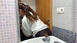 Fat stepdad fucks in bathroom during new year party