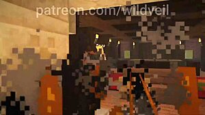 Minecraft threesome cowgirl doggystyle group riding action