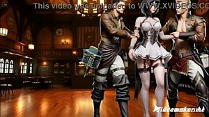 Mikasa Ackerman's Sexy Dress Pleases Jean and Reiner at Cadet Ball