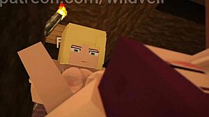 Minecraft threesome cowgirl doggystyle group riding action