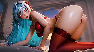 Petite Red Stockings Babe Takes Double Anal Creampie Threesome Squirting