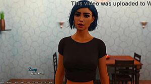 Hot busty blue-haired grunge girl jerks my cock juicy in her room!