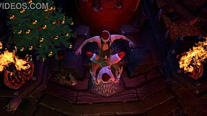 Sissy elf slut rides santa candy cane cowgirl anal pov hard