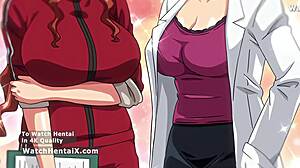two sexy anime girls lick pussy then fuck doggystyle creampie