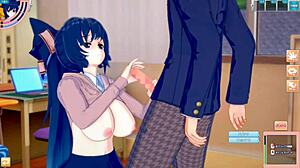 shion yorigami's huge tits groped in touhou 3dcg blowjob