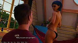 Hot busty blue-haired grunge girl jerks my cock juicy in her room!