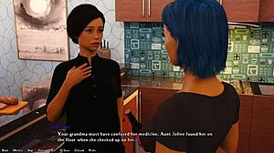 Hot busty blue-haired grunge girl jerks my cock juicy in her room!