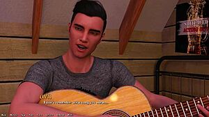 Hot busty blue-haired grunge girl jerks my cock juicy in her room!