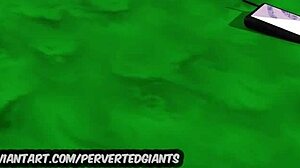 Toy Chica Giantess Traps Giant in Panties with Huge Furry Toys