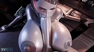 Edi Gags on Commander Shepherd's Massive Futanari Monster Cock