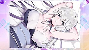 gorgeous white-haired hentai babe's big tits bounce wild!