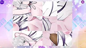 gorgeous white-haired hentai babe's big tits bounce wild!