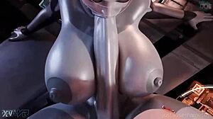 Edi Gags on Commander Shepherd's Massive Futanari Monster Cock