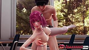 Nino's Tight Pussy in Stockings Endures Thighjob Desk Doggystyle Missionary Creampie