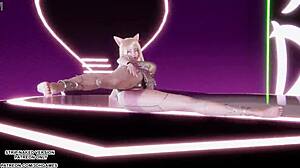 Akali Watches Ahri's Hot Lingerie Erotic Dance Big Tits Blonde Costume League of Legends 3D Hentai Uncensored