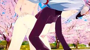 shenhe squirting outdoors on huge oppai public creampie!