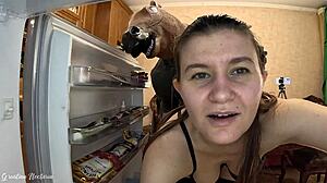 husband pranks wife kitchen homemade fuck by neighbor big cock