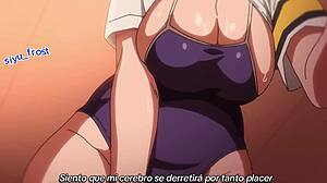 Overwhelmed by curvy big tits schoolgirl ecstasy. Licking pussy massage leads to orgasm in hentai.