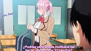 Overwhelmed by curvy big tits schoolgirl ecstasy. Licking pussy massage leads to orgasm in hentai.