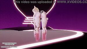 Akali Watches Ahri's Hot Lingerie Erotic Dance Big Tits Blonde Costume League of Legends 3D Hentai Uncensored