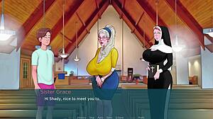 Bbws curvy nun gives fat ass handjob in sexnote episode 16