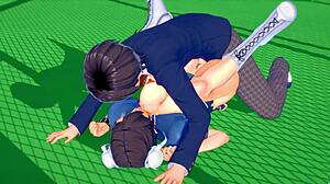 chun li's big ass gets creampied after wet pussy licking handjob fight in college leggings